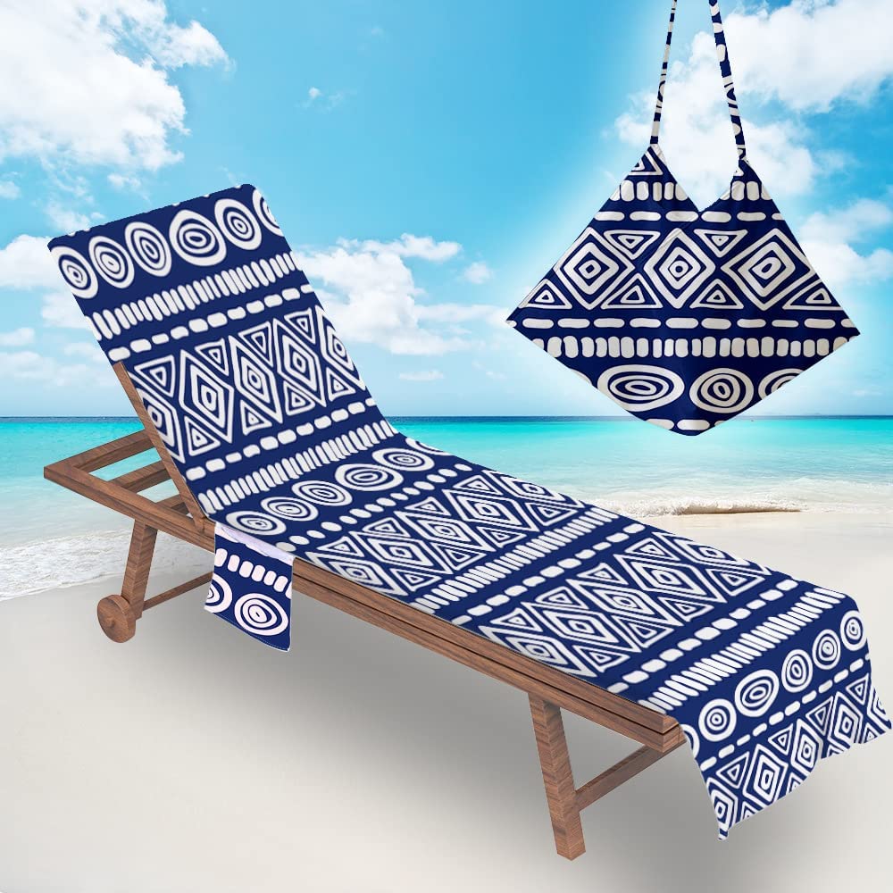 BONITA Beach Towel Beach Chair Cover with Side Pockets Thick and Quick Dry  Chaise Lounge Chair Towel Cover for Sun Lounger Pool Sunbathing Garden