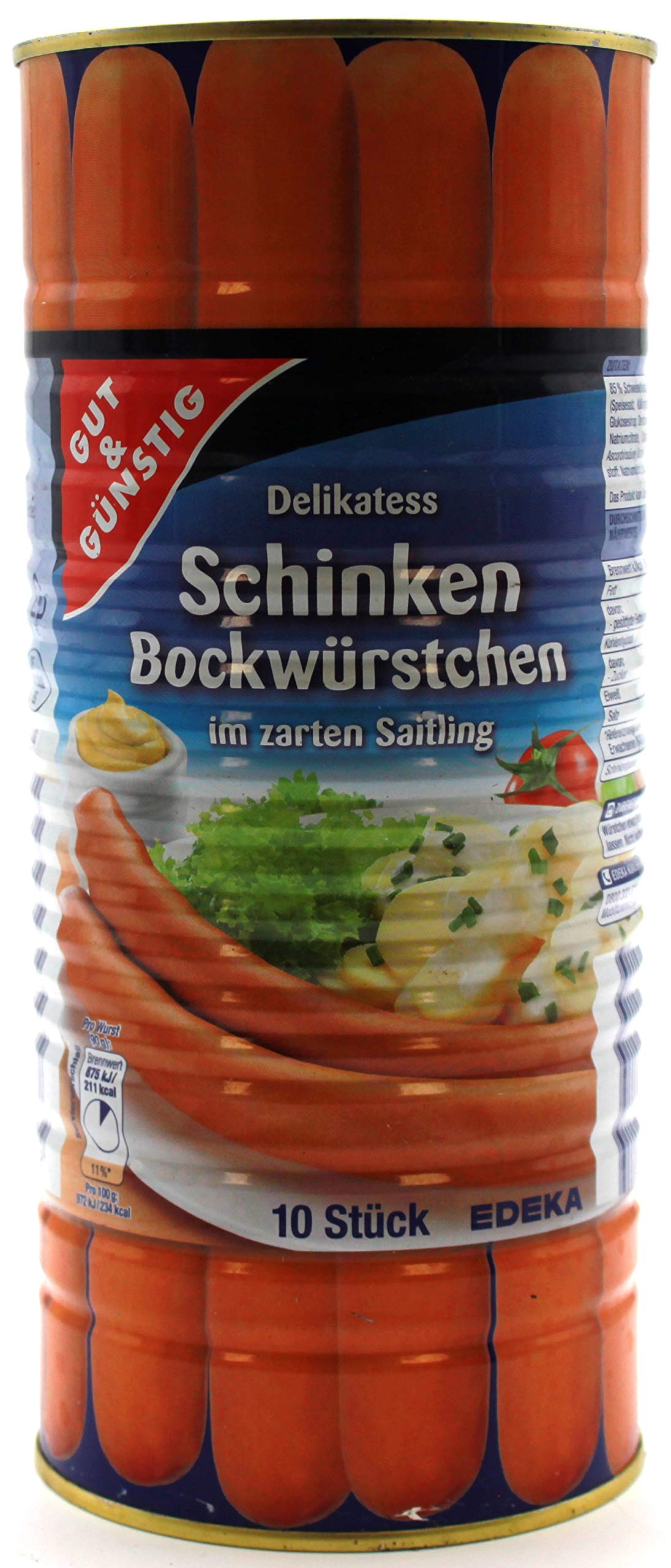 Gut & Günstig Delikatess Schinken Bockwürstchen, 3er Pack (3 x 900g)