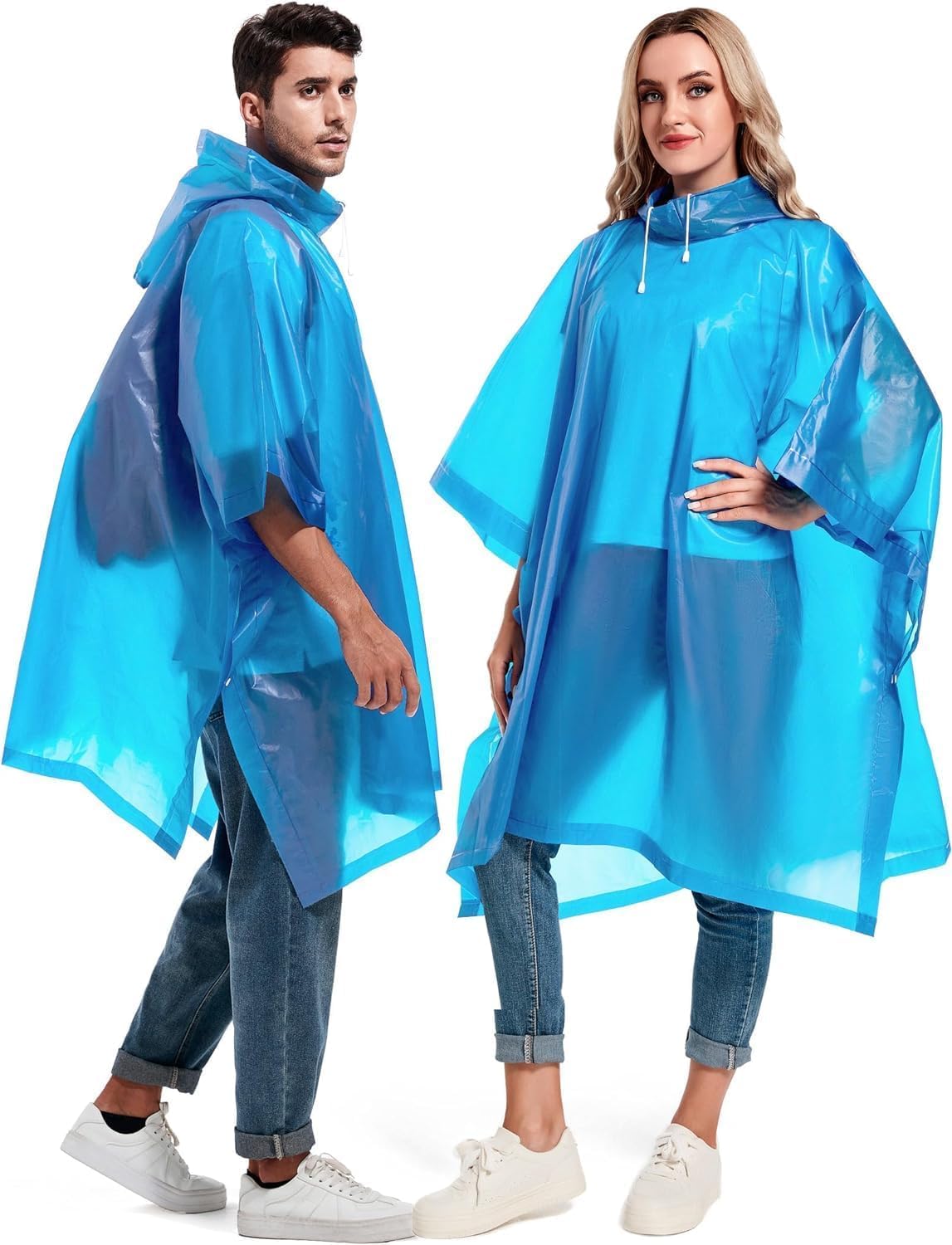 Poncho for Men, Poncho for Women-Thick Waterproof PVC, Rain Coat, Reusable - Transparent Pocket Raincoat with Hood, Full Cover for Bag in Travel, Trekking, Bike Riders-rendom colour Free Size-image-32