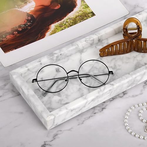 Miniatura 88 de Bandeja de tocador de baño de mármol, bandeja de tocador de lujo natural para el hogar, cocina, baño, bandeja decorativa de piedra para encimera