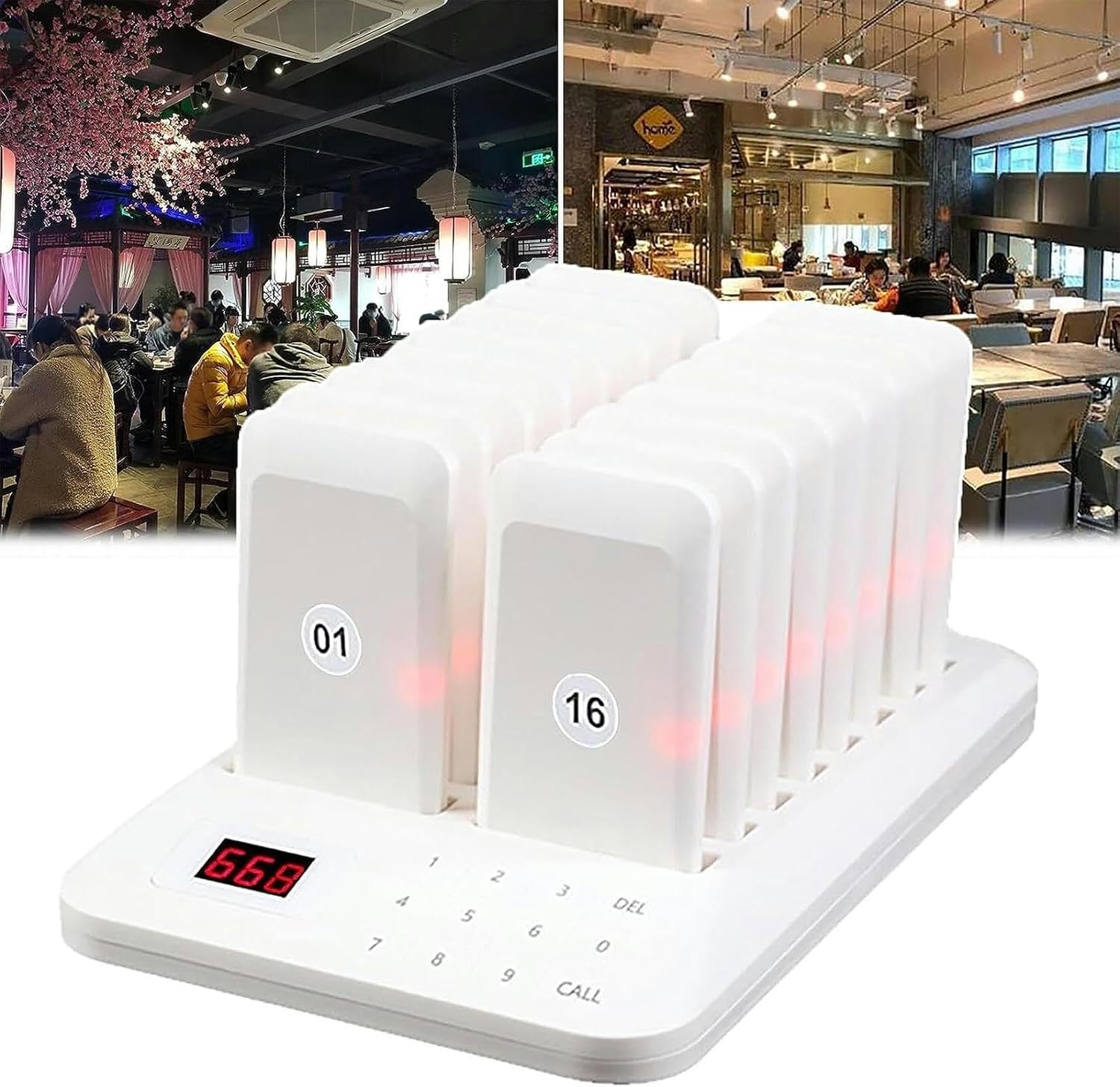 Home Wireless Calling System,Restaurant Buzzers, 600M, Mini Pager for Restaurants/Clinics/Bars(White)