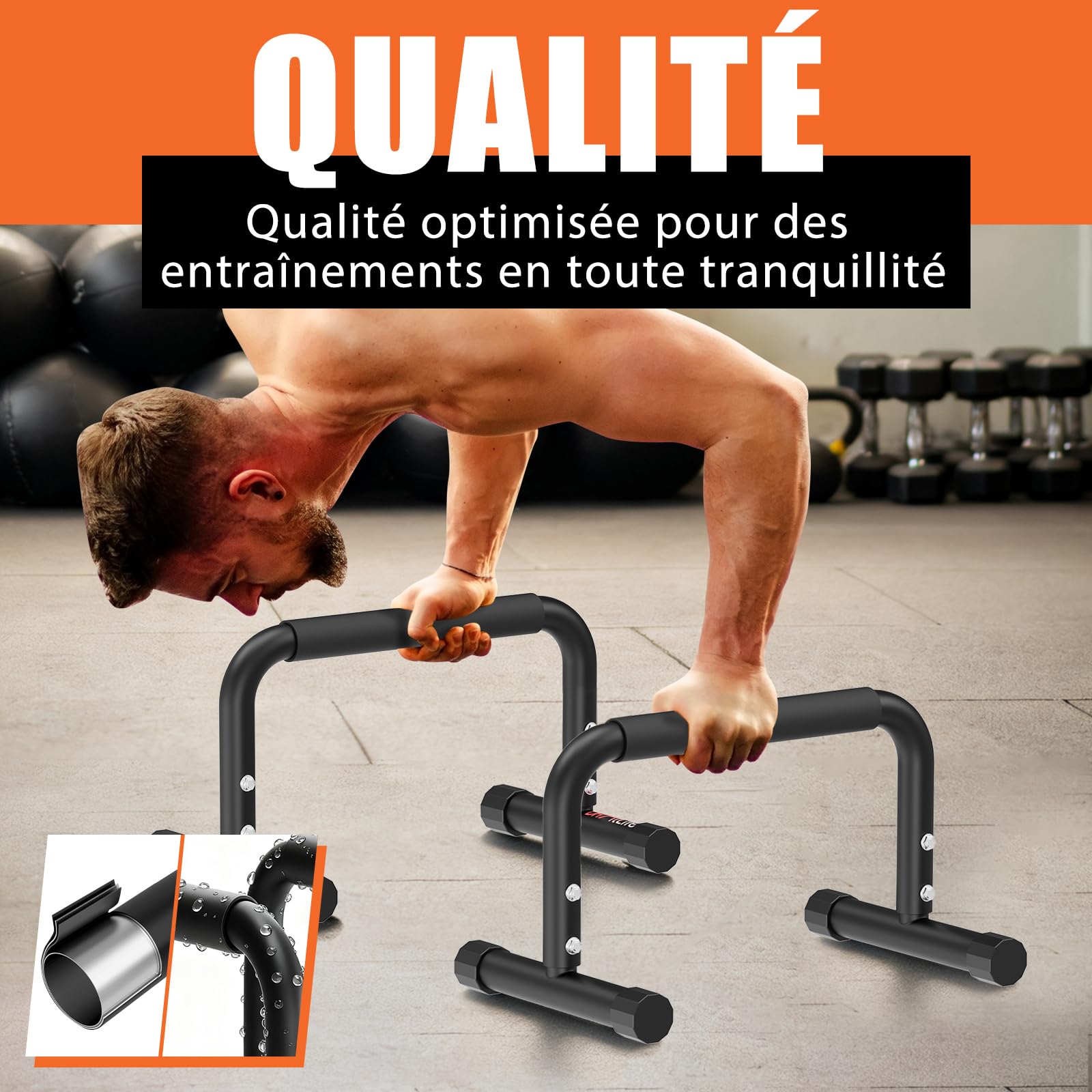 DH FitLife Barres parallettes calisthenics réglables 30–35 cm | Poignées de pompes 2 hauteurs | Dip bar 200 kg pour musculation, fitness & street workout | Utilisation intérieur & extérieur