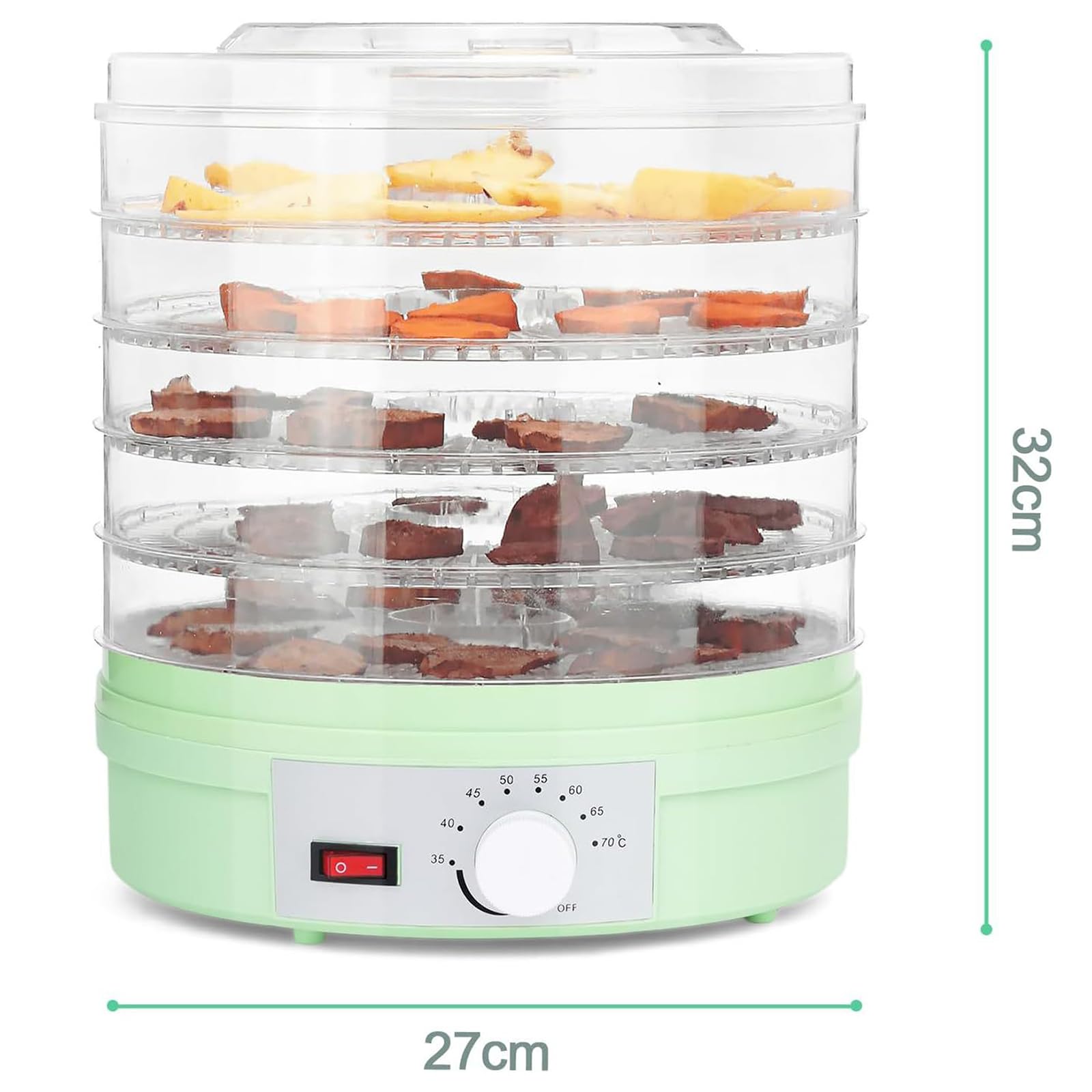 Deshidratador de Alimentos de 350W - Deshidratador Doméstico Compacto de 5 Capas para Mariscos y Carne para Mascotas, Ajuste de Temperatura de 35°C-75°C, Secador Eléctrico de Alimentos para Sna black