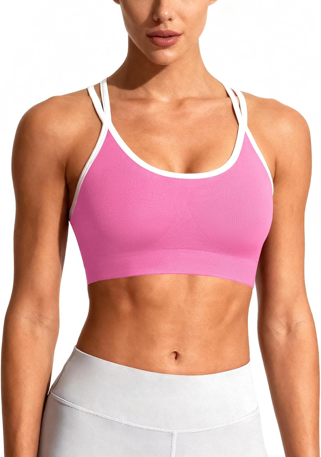 WOYYHO Cross Back Sports Bra for Women Padded Medium Support Workout Bra image 3
