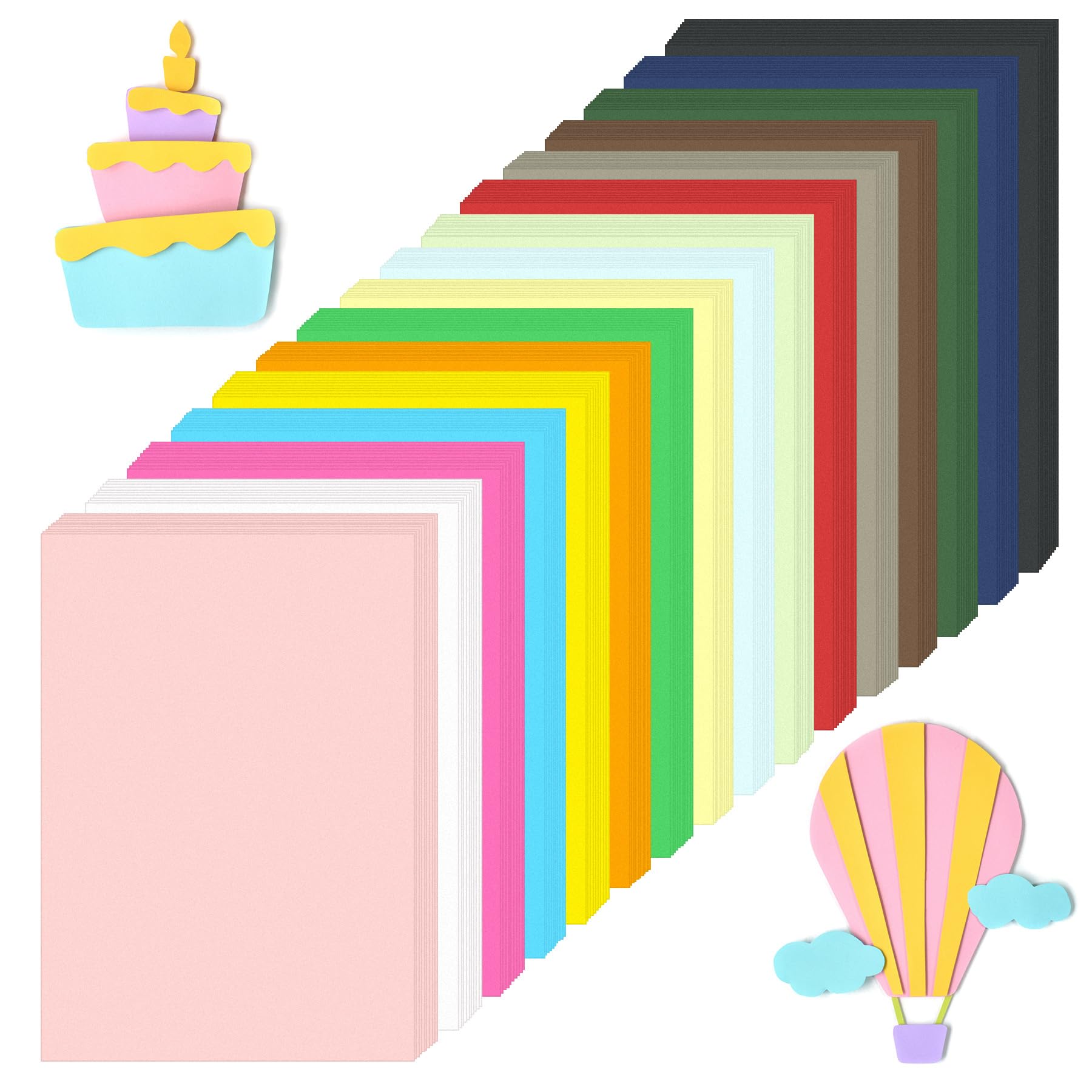 160 Sheets Color Cardstock, 250gsm A4 Cardstock Paper - 16 Assorted Colors, Double-Sided Printed Colored Paper for DIY Crafts, Scrapbooking, Card Making, and School Supplies