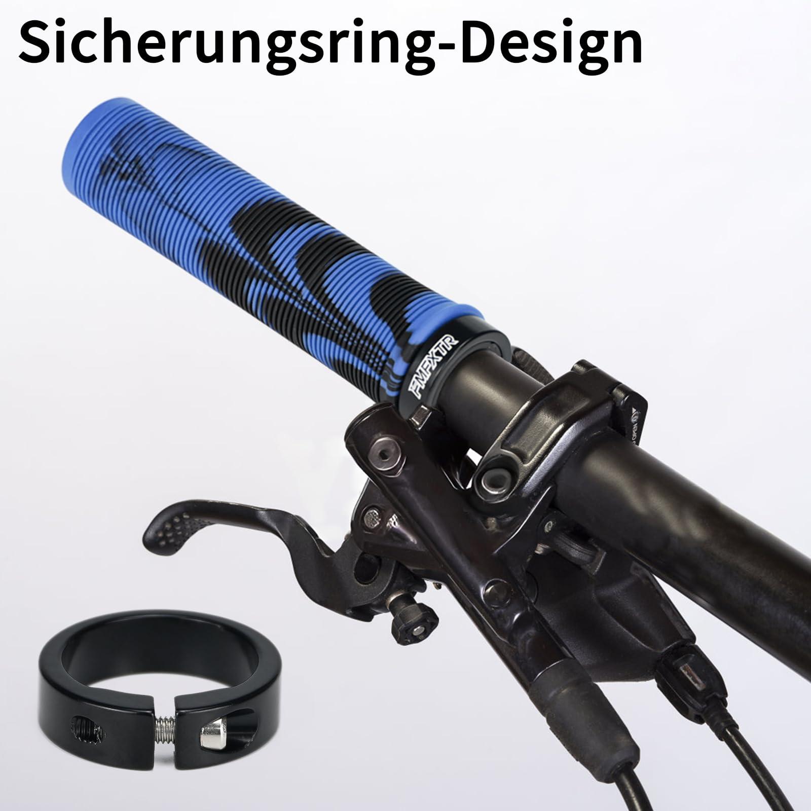 Manopole Bici In Gomma Morbida Antiscivolo Con Blocchi In Alluminio – Per Manubri 20-22 Mm, Mountain Bike, Città, Blu