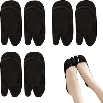 Women Tabi No Show Socks 3 Pairs Non Slip Flip Flop Socks Low Cut Ladies Japanese Split Toe Socks