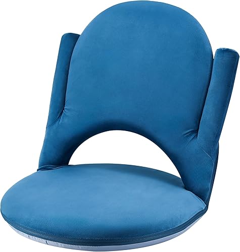 Miniatura 10 de Nnewvante Silla de suelo con respaldo y reposabrazos, asiento de suelo lavable ajustable de 42 ángulos, reclinable plegable con cojín para yoga,