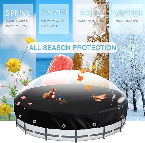 Miniatura 8 de ClawsCover Cubierta redonda de piscina de 12 pies, impermeable, ajuste al aire libre para piscinas sobre el suelo de invierno y verano, cubiertas de