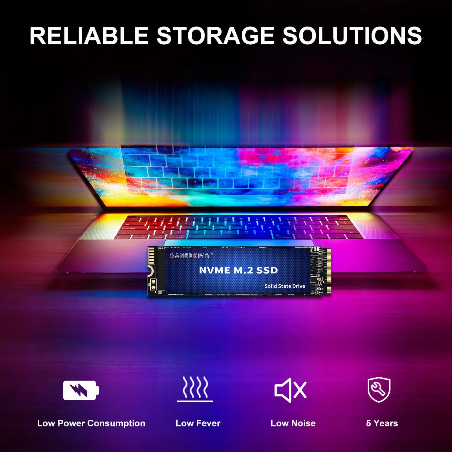 GAMERKING Wewnętrzny dysk SSD 128GB M.2 NVME 2280 PCIe Gen 3 x4, do 1800 MB/s 3D NAND Flash M Key o niskim zużyciu energii, pamięć do komputera stacjonarnego, laptopa