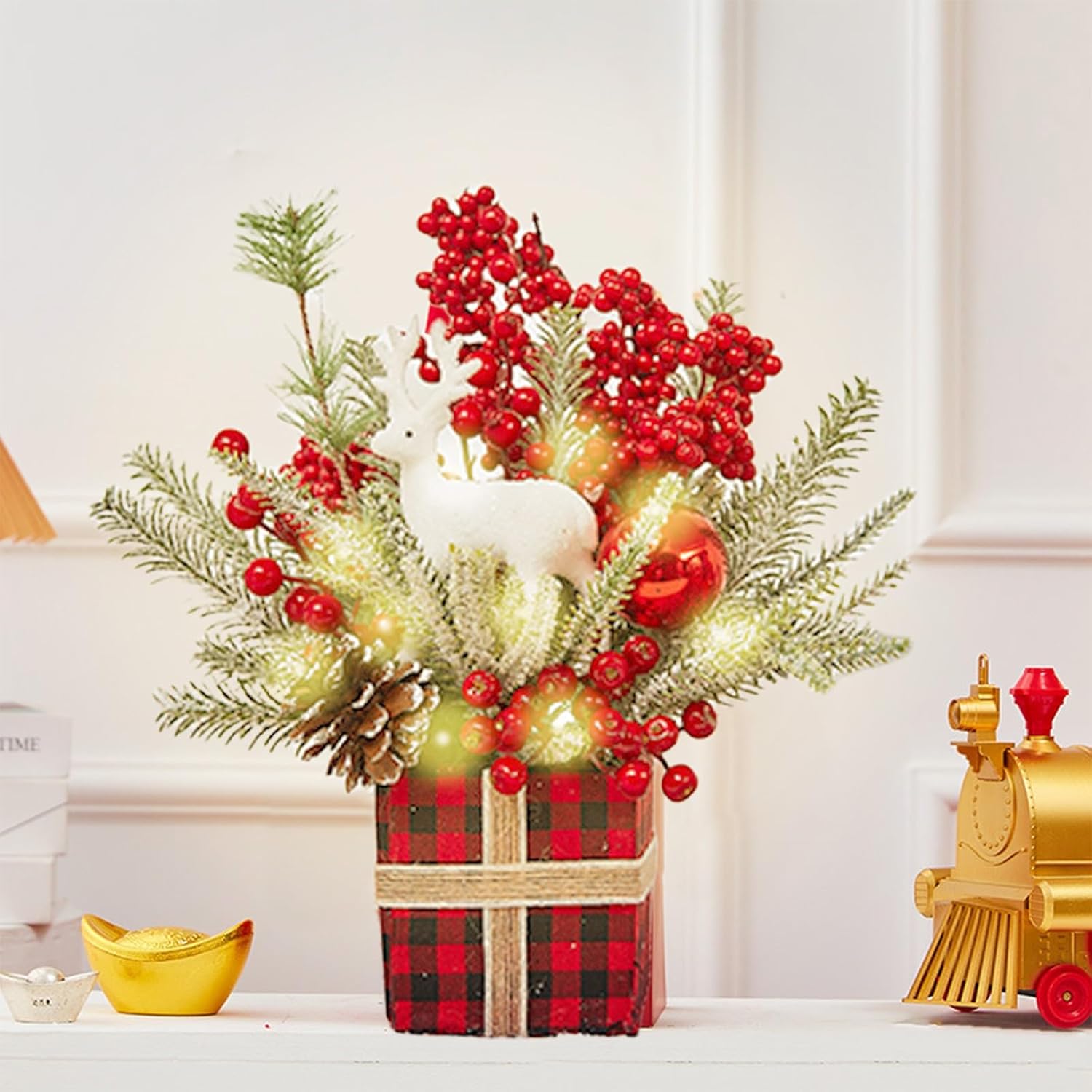 14 Inches Tabletop Christmas Tree,Mini Christmas Flocking