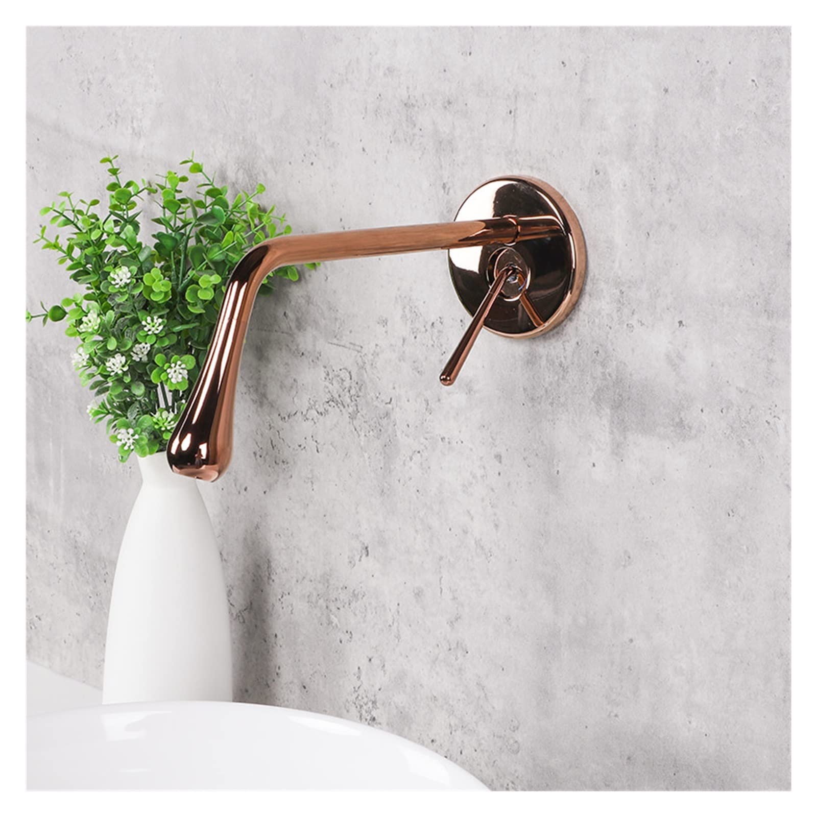 Robinet de bassin mural or rose pour gagner de l'espace vasque