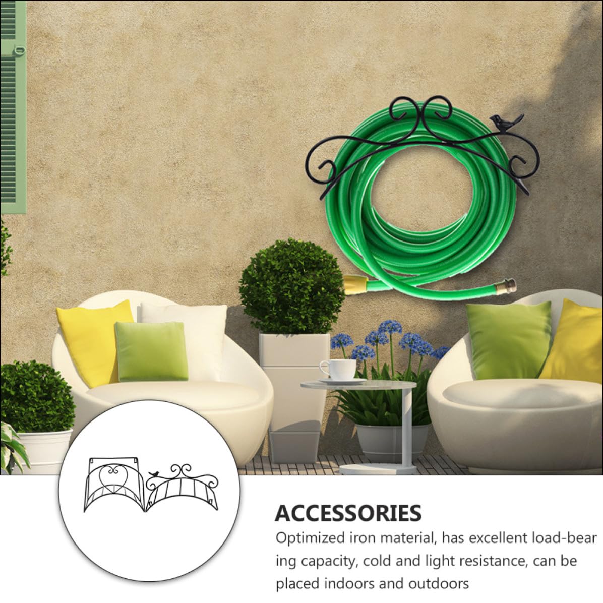 2 Stück Gartenschlauchhalter für Wand aus Eisen, Schwarz, Antik