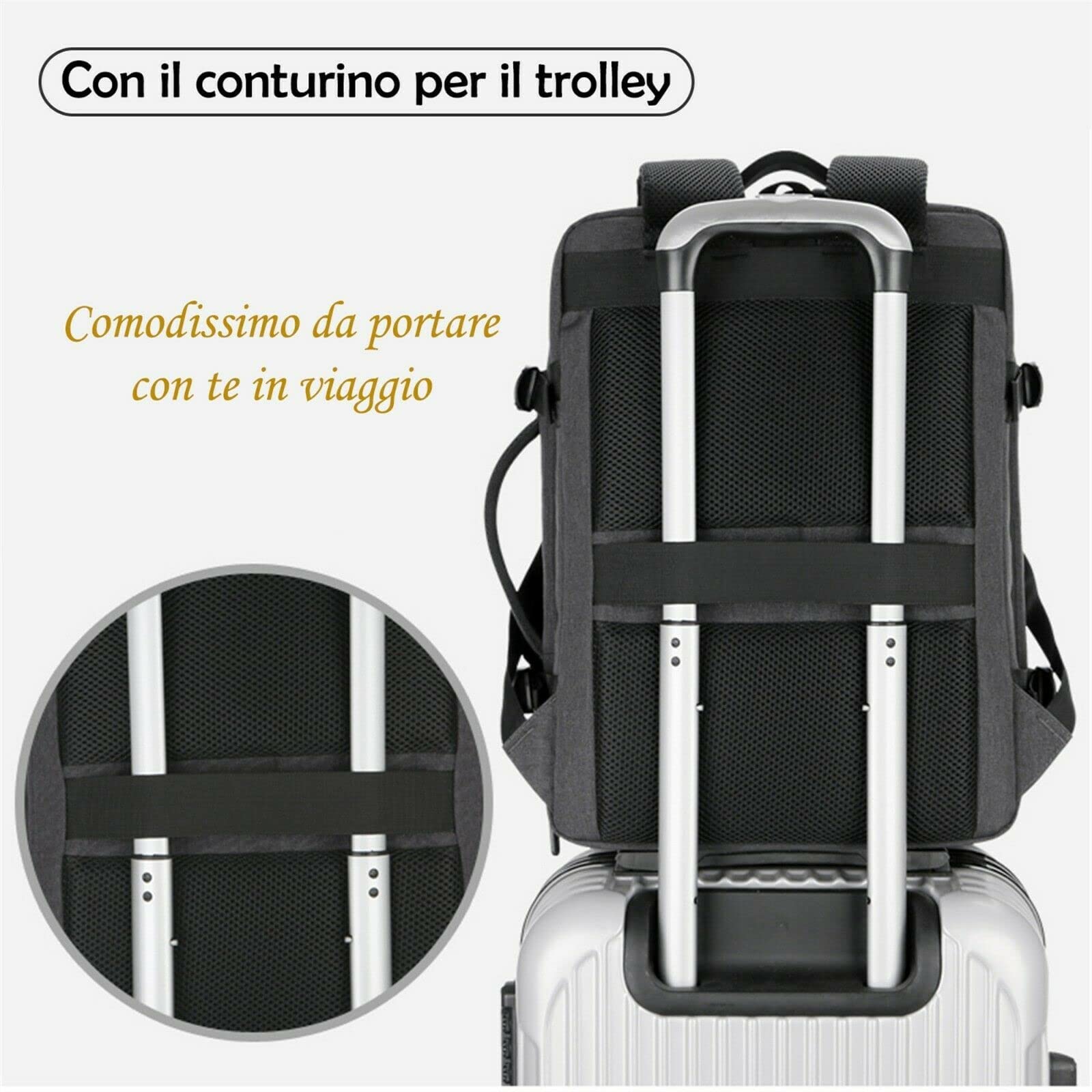 Mixroom - Zaino Uomo Porta PC Estendibile Valigia Bagaglio a mano per Computer Portatile Laptop Con porta USB Casual Scuola Viaggio Z3