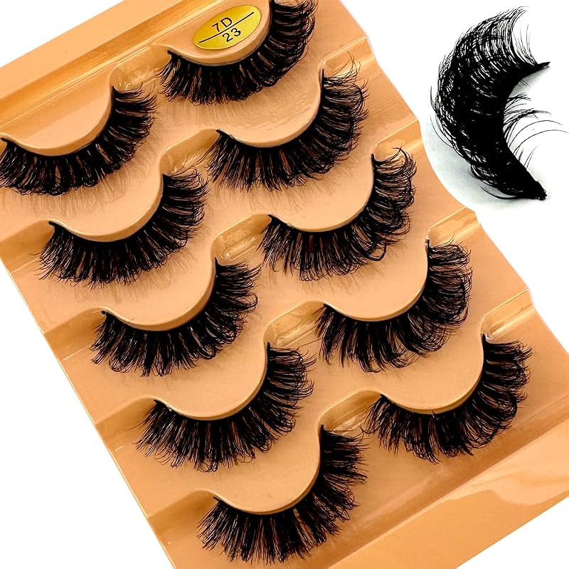 Cílios postiços HBZGTLAD estilo cat eye D Curl 3D, modelo 7D-23, pacote com 5 pares