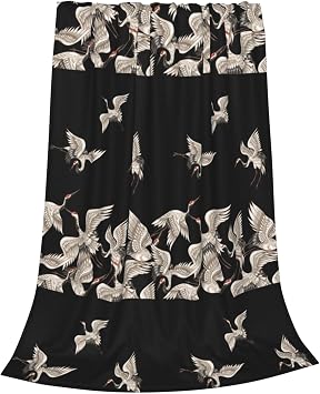 Japanese White Cranes for Super Soft Flannel Fleece Throw Blanket, Plush Lightweight for Bed Couch, Multiple Sizes