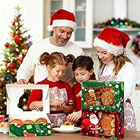 Vista 7 de CHOUNYEE Paquete de 24 cajas para galletas de Navidad (21x15x7 cm), cajas para regalos navideños, cajas de panadería con ventana para intercambio