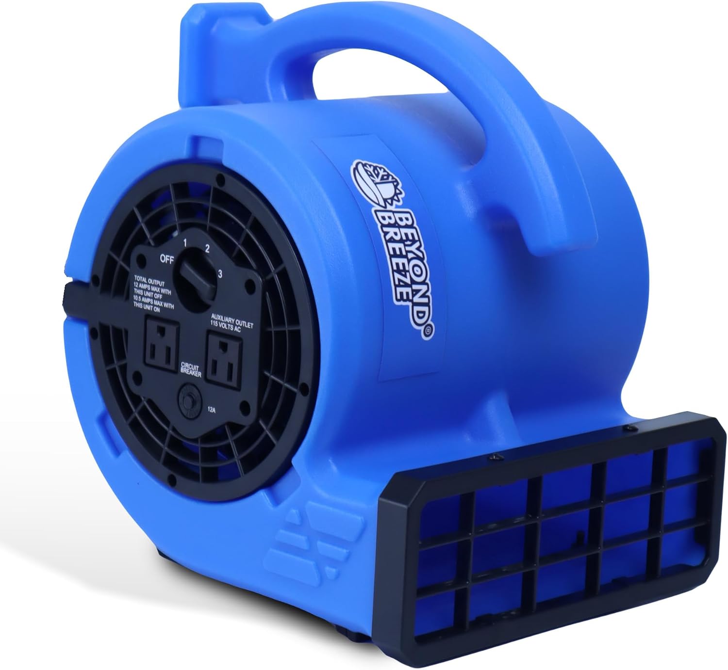 BEYOND BREEZE 1/4 HP 1000 CFM Air Mover Blower Fan, Heavy-Duty Floor Blower with 3 Speeds & 4 Adjustable Angles, Built-in Dual AC Outlets, Carpet Drying, Workshop Ventilation, Commercial Use