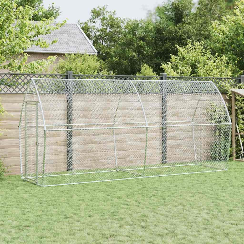 Recinto Gallinas Gran Espacio 400x105x182 cm, Jaula Gallinas Plata Acero galvanizado para Patos Conejos Gansos al aire libre