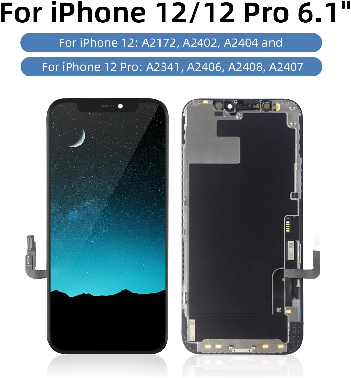 for iPhone 12/12 Pro Screen Replacement Kit 6.1 inch 3D Touch Screen LCD Screen Display Digitizer Assembly with Repair Tools +Tempered Screen Protector