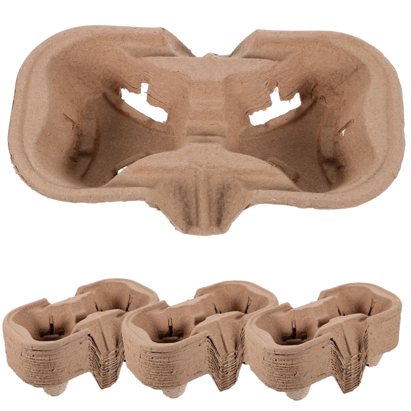 BRIGHTFUFU 50pcs Paper Takeout Cup Holder Tray Convenient Beverage Carrier for Coffee Cups for and Picnics Lightweight and Leak Resistant