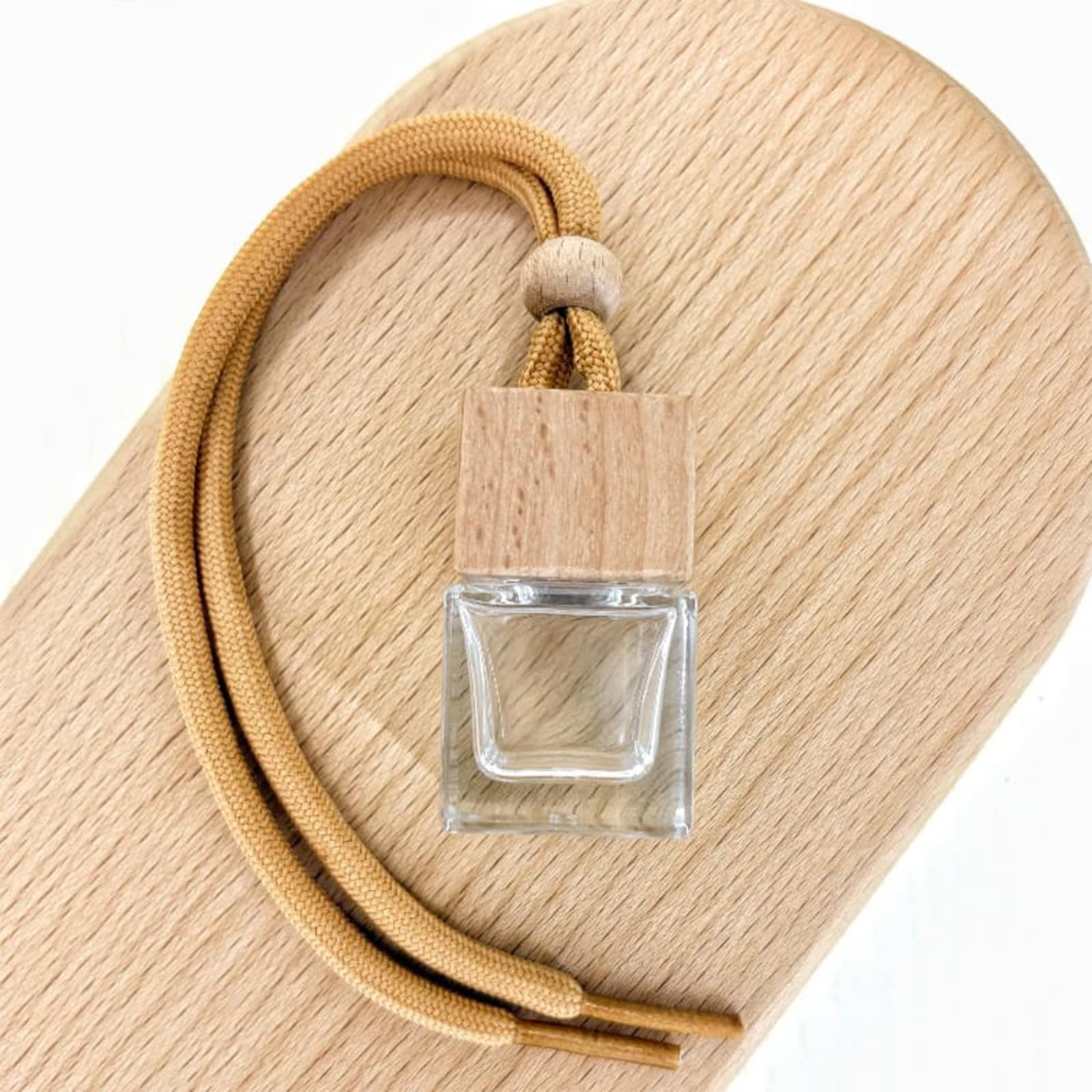 8ML Hanging Car Air Freshener Diffuser, Empty Glass Bottles with Wooden Lids, Refillable Essential Oil Diffuser with Adjustable Lanyard for Car Home DIY(10 Pack) - 4