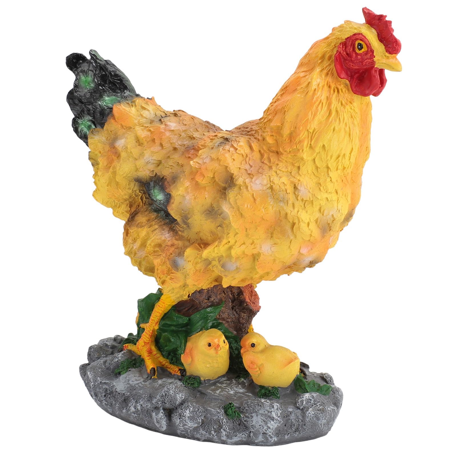 Statua di Gallina da Giardino con Pulcini Piccoli Sculture di Animali in Resina Decorazione Statua per Esterni, Figurine di Gallina Accessori da Giardino per Decorazioni da Scrivania Paesaggistiche Ma