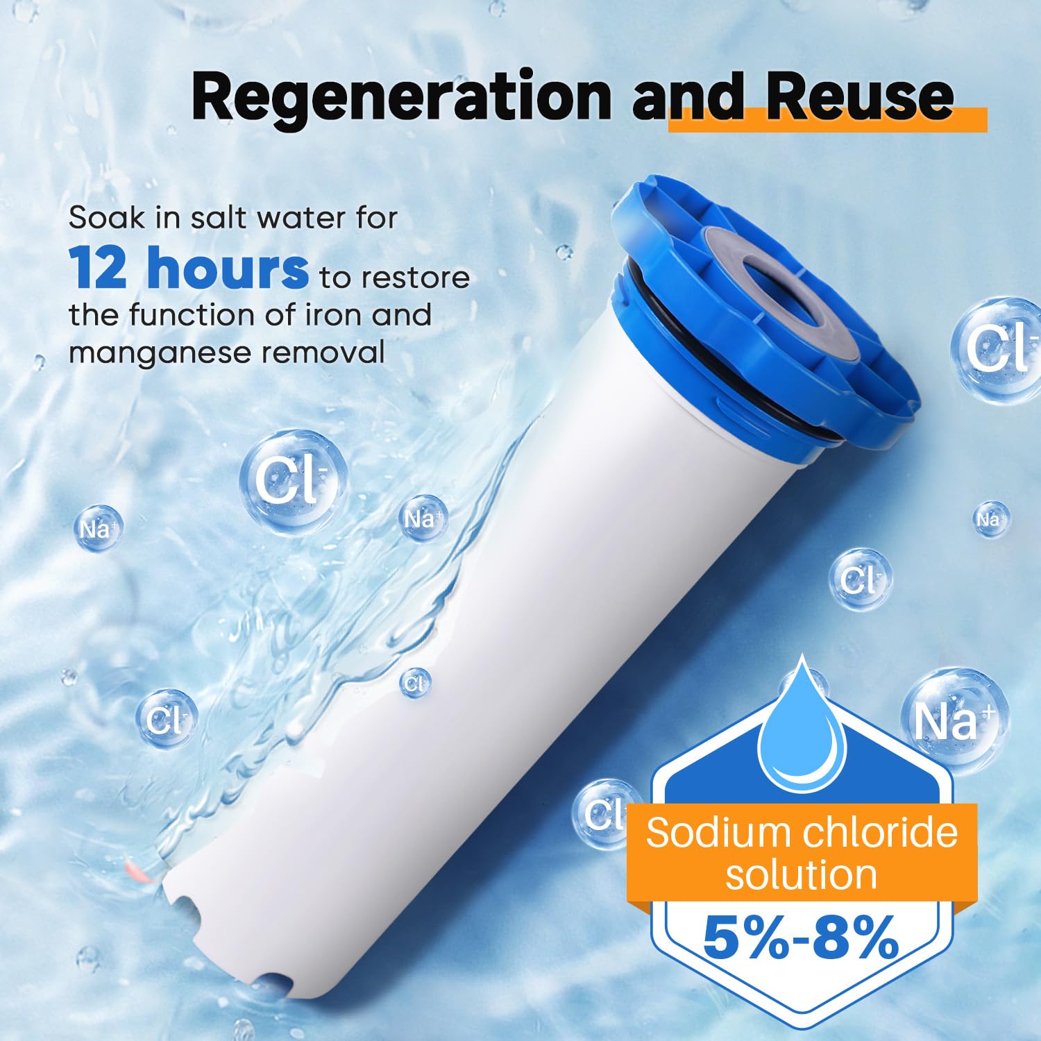 PUREPLUS Filtro de agua de 1 etapa para toda la casa, con filtro de agua reductor de manganeso de hierro, carcasa universal de cartucho de 10 x 4.5 pulgadas, sistema de prefiltración para agua de pozo