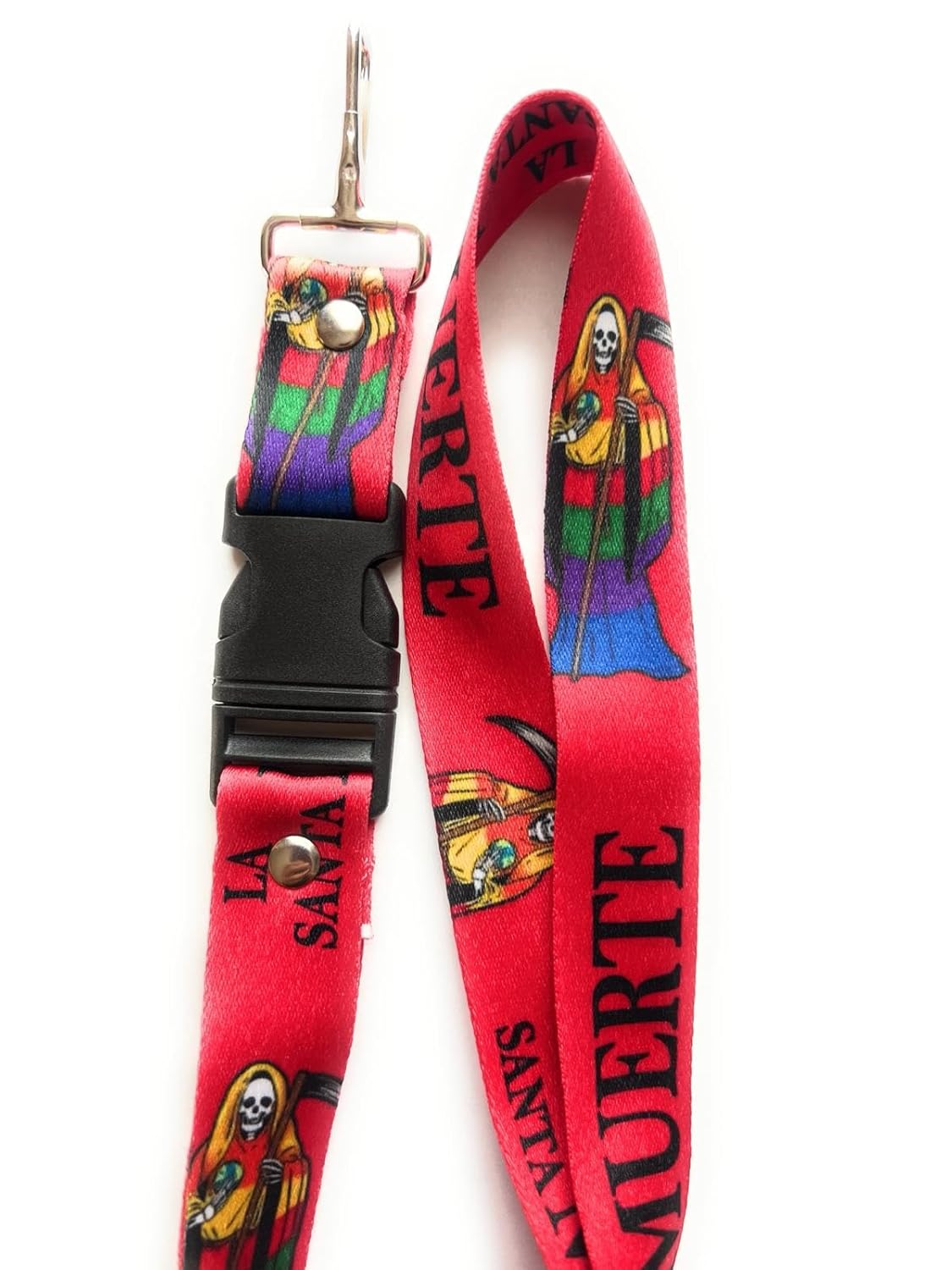 Santa Muerte Keychain Lanyard (Red) Productos Handmade