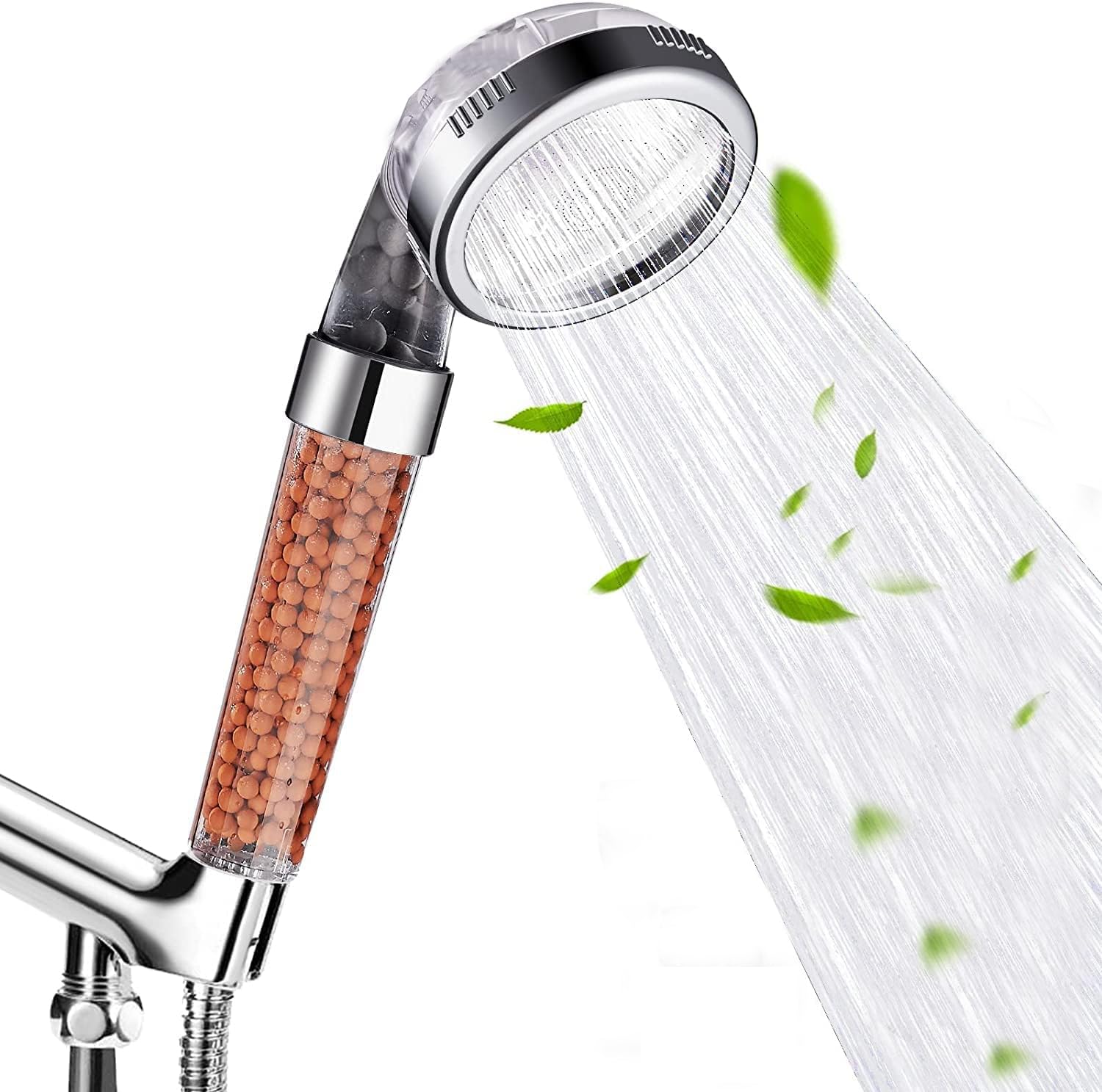 NyganmellozFiltered Hand Held Shower Head Ionic Head Help Reduces hair loss Rainfall Spa Water Saving, Purifies Water, Remove Chlorine (Transparent) فلتر دش موفر للمياه ينقي المياه ويزيل الكلور