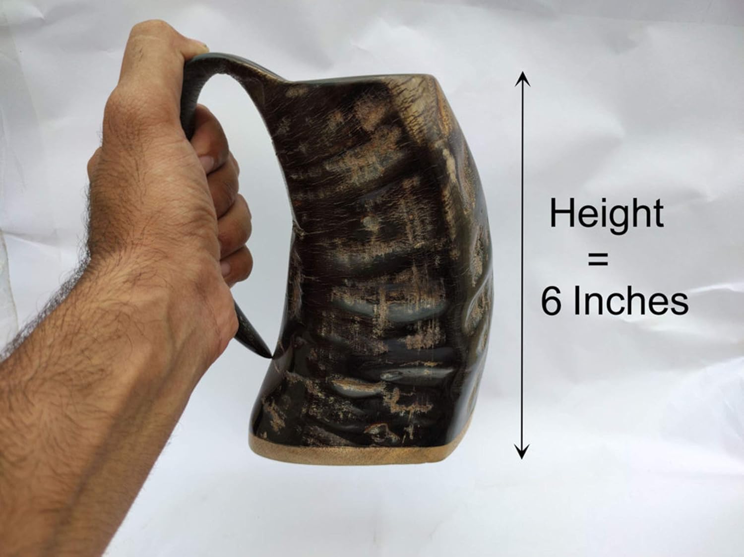 Set of 2 Viking Drinking Horn Mug, 100% Authentic Medieval Beer Horn Tankard with Wood Surface, 16 Oz Vikings Horn Cup, Food Grade Ale Mead Tankard, Groomsmen Wedding Gift, Corporate Gifts