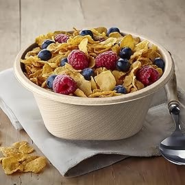 24 Oz Disposable Bowls, [100 Pack] Paper Bowls Disposable - Heavy Duty and Eco-friendly Sugarcane and Bamboo Bagasse Biodegradable Bowls for Cereal, Rice, French Fries - Convenient and Compostable