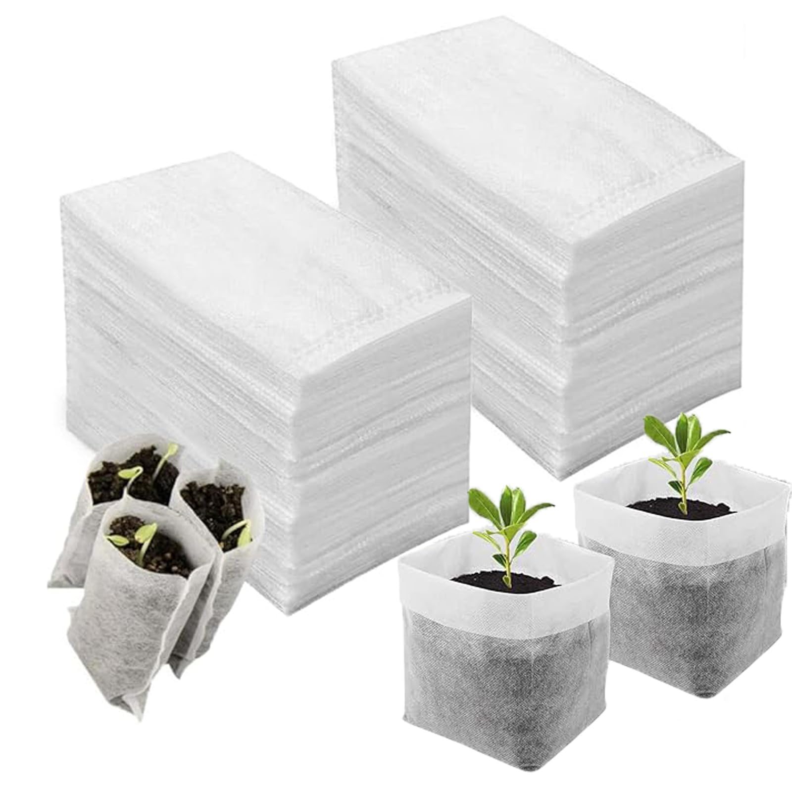 200 sacs semilleros biodégradables, Space Bolsas biodegradables no Tejidas para viveros, Bolsas de Vivero Biodegradables, para Plantas de Semillero Plantación Trasplante, 14 x 16 cm
