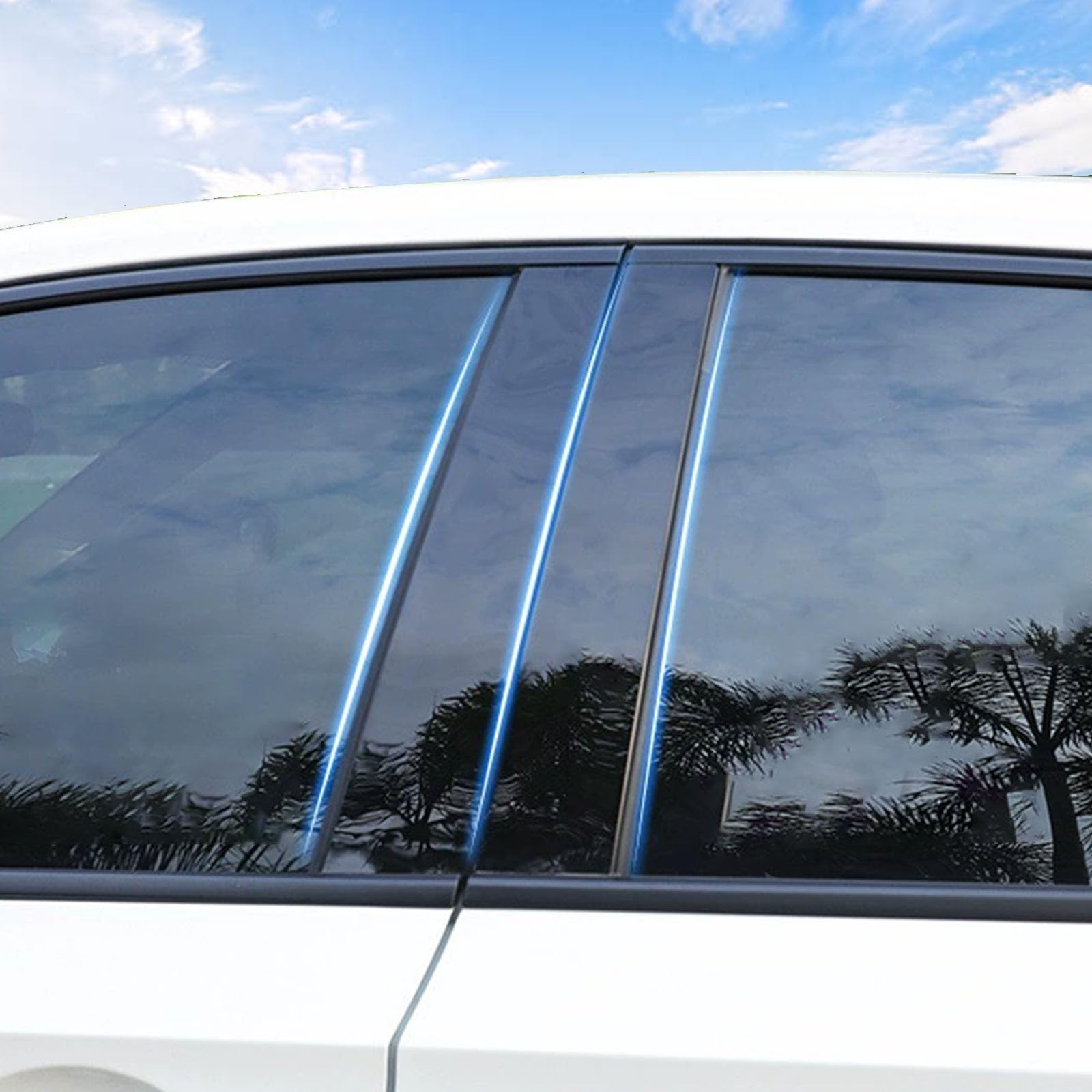 FFIHTY B Pillar Trim Suitable for Volkswagen Golf 6 2010-2012 Car Door Window Pillar C-Pillar Trim Anti-Scratch 4 pcs - Bright Black