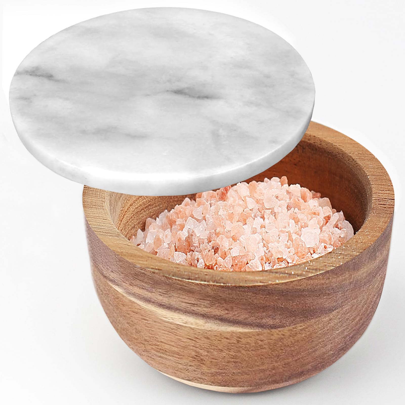 Amazon.com: jalz jalz Large Acacia Wood Salt Cellar with Marble