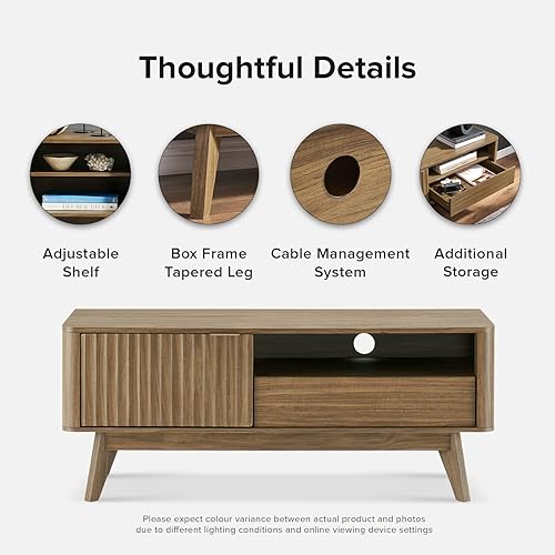 Miniatura 22 de mopio Brooklyn Mid-Century - Soporte de TV moderno para televisores de hasta 50 / 59 pulgadas, panel de forma de onda de 50 a 59 pulgadas, perfil