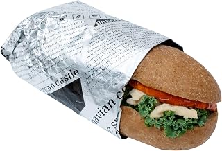 Restaurantware Foil Lux 12 x 12 Inch Sandwich Wraps 500 Insulated Food Basket Liners - Greaseproof Disposable Newsprint Aluminum Deli Wraps Pre Cut For Appetizers Meals Or Sandwiches