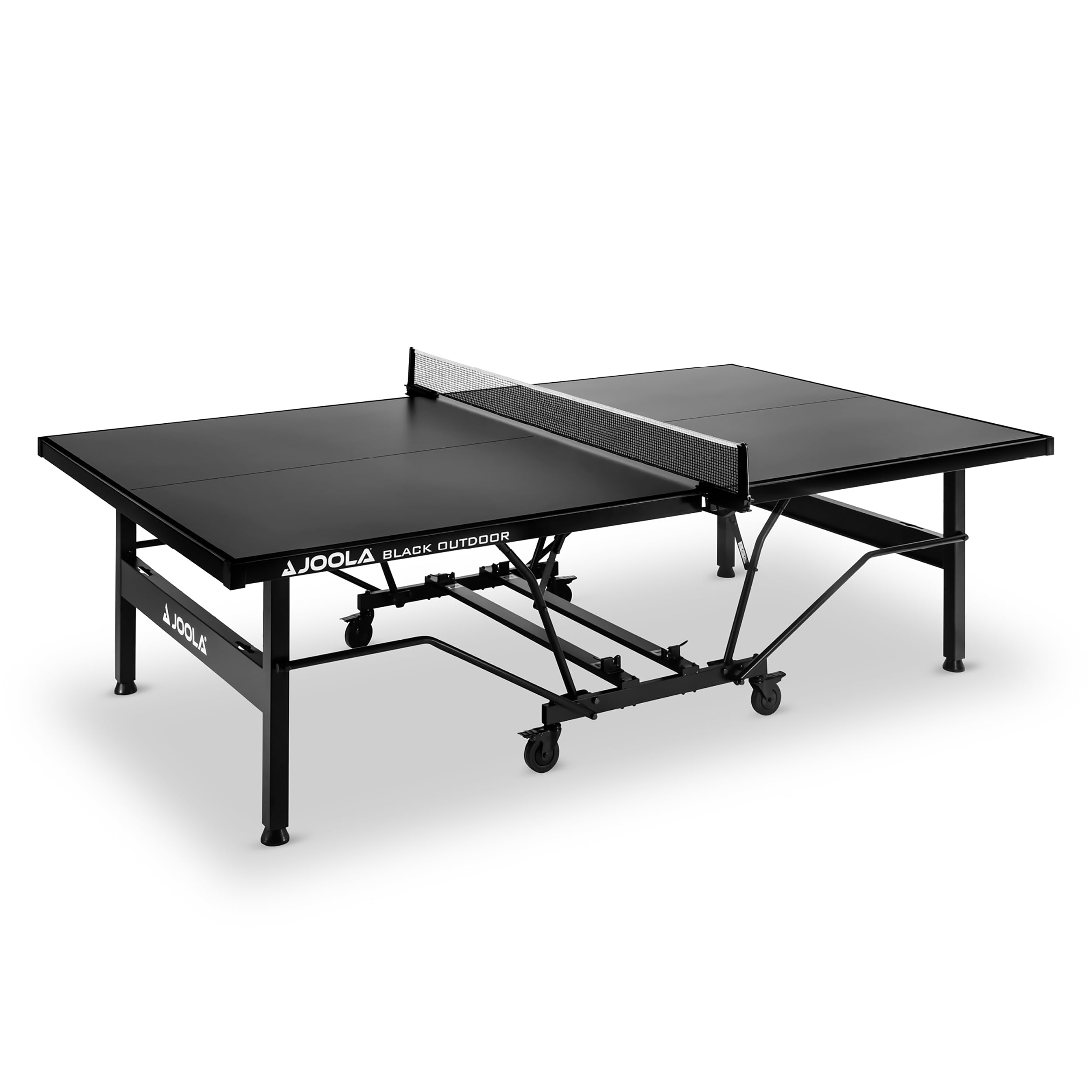 JOOLA Mesa de Ping Pong Black Outdoor - Superficie de Aluminio 6mm - Sistema de Transporte y Plegable