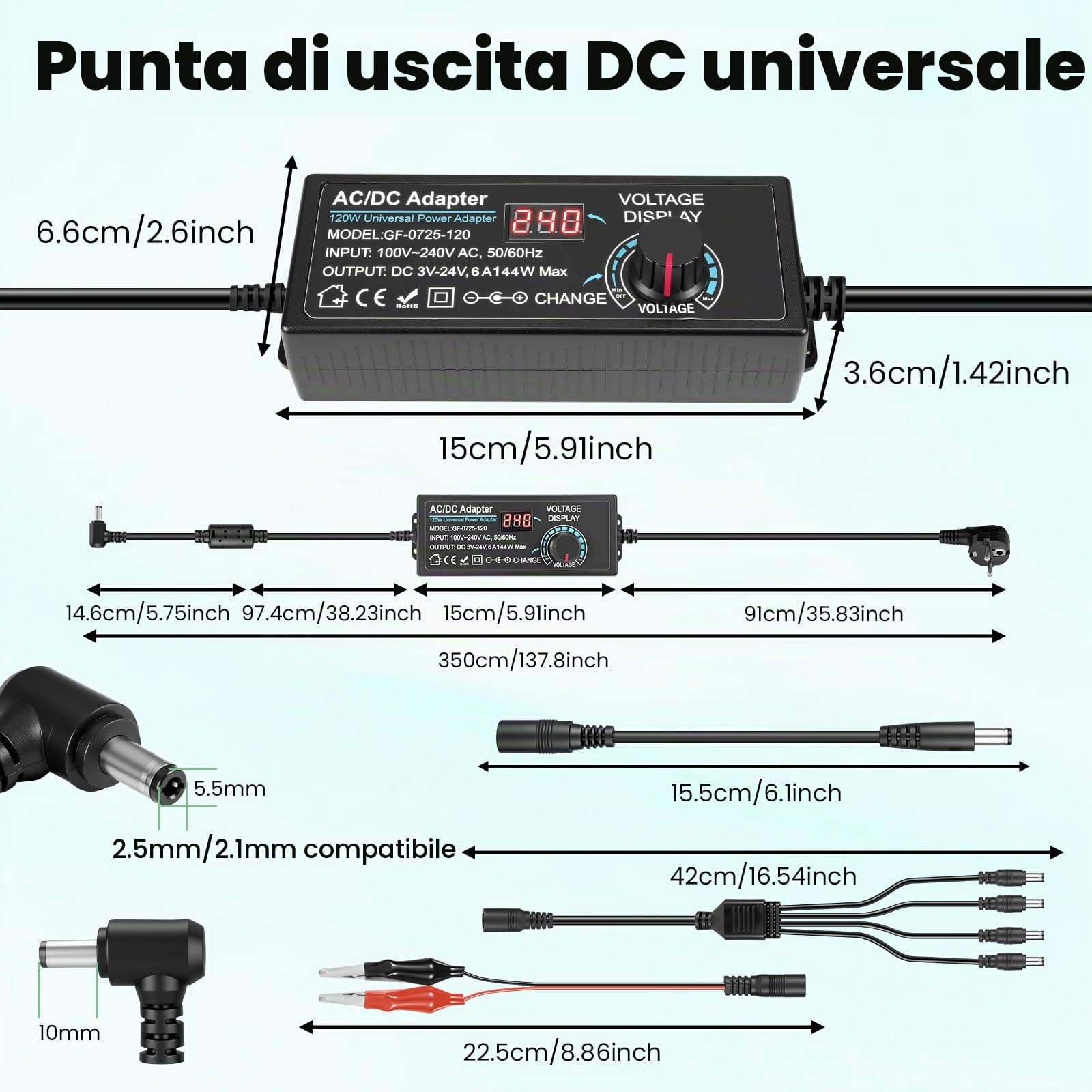 Alimentatore Universale 3 V-24 V, Adattatore Di Alimentazione Universale 72 W, Alimentatore Regolabile, 100V-240V Adattatore Universale Con 14 Punte E Convertitore Di Polarità Per Elettrodomestici Alimentatore Universale 3 V-24 V, Adattatore Di Alimentazione Universale 72 W, Alimentatore Regolabile, 100V-240V Adattatore Universale Con 14 Punte E Convertitore Di Polarità Per Elettrodomestici