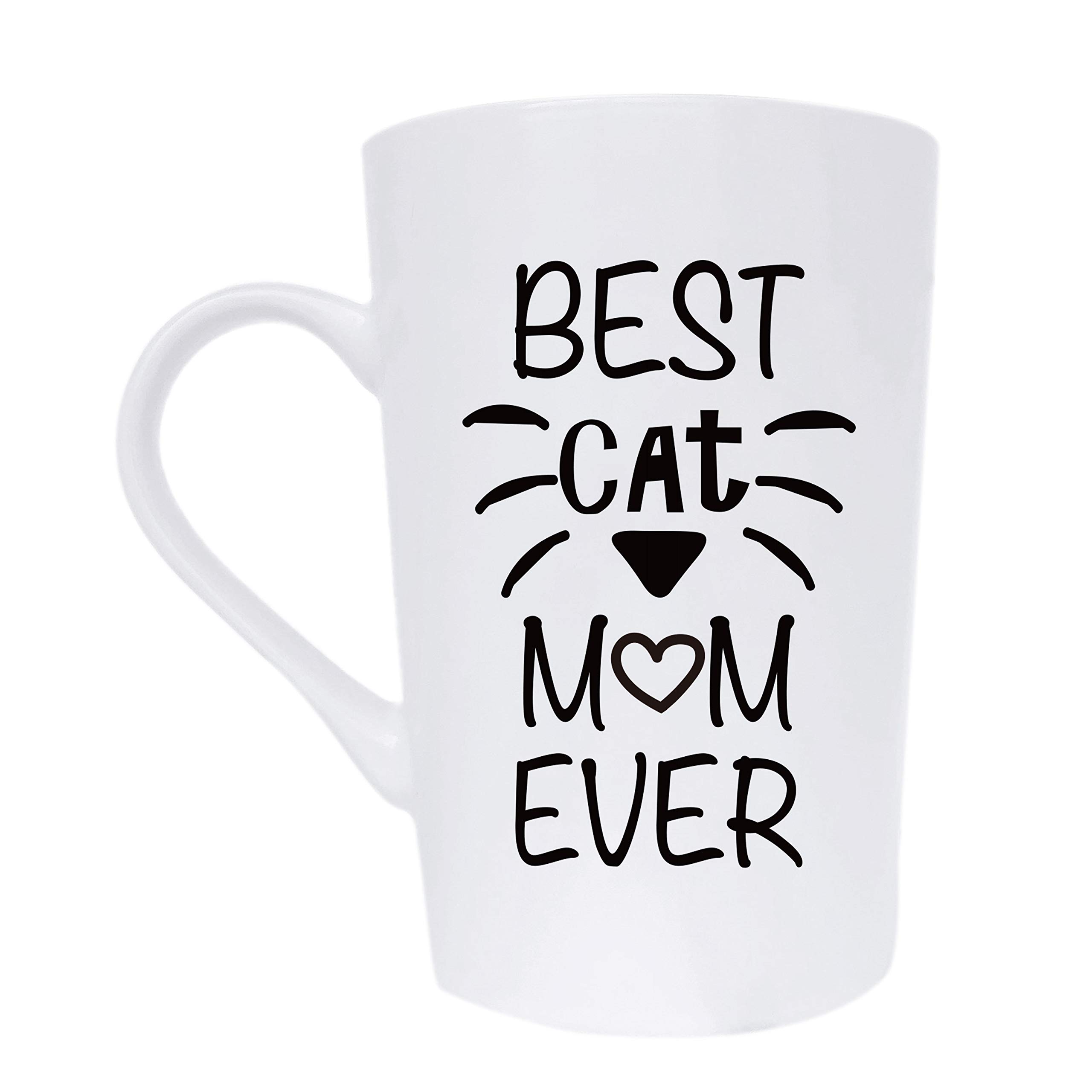 Mothers Day Gifts Funny Cat Mom Coffee Mug Christmas Gifts, Best Cat Mom Ever Cute Cup from Daughter or Son, White 12 Oz
