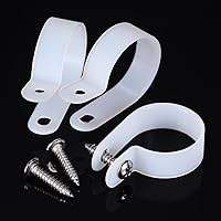 Vista 4 de Hicarer Paquete de 50 abrazaderas de cable tipo R, clips de sujeción de cable de montaje de tornillo de nailon con 50 tornillos para gestión