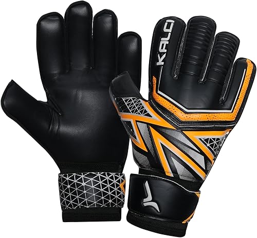 Kalci Guantes de portero de fútbol con acolchado de espuma de látex para niñosadultos, protección de dedos transpirables, guantes de portero con