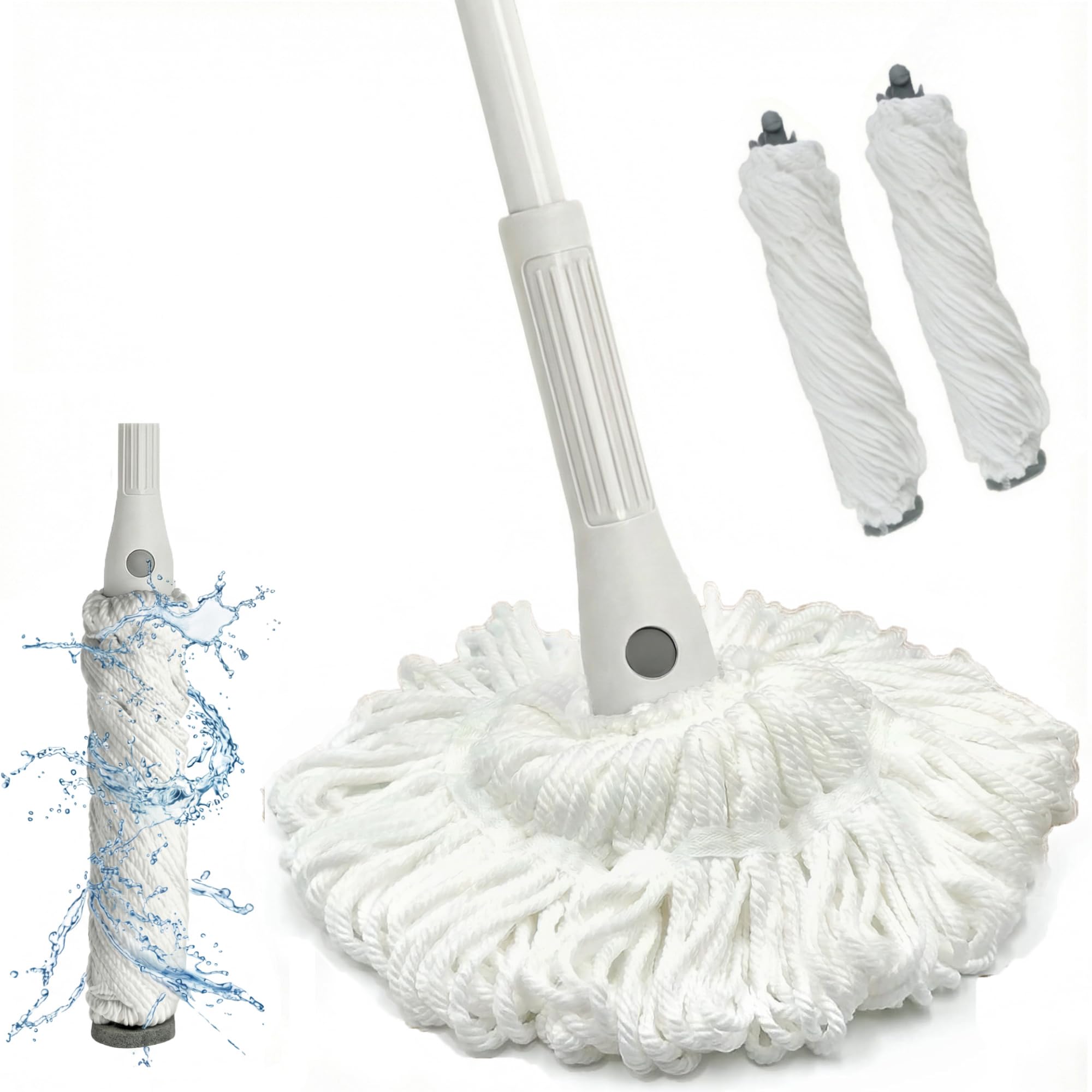 Self Wringing Twist Mop for Floor Cleaning, 2 Count Microfiber Mop Refills