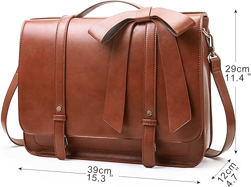 Miniatura 19 de ECOSUSI Maletín para mujer, mochila de mensajero de cuero sintético de 14 pulgadas, bolsa para computadora portátil, bolsa para computadora