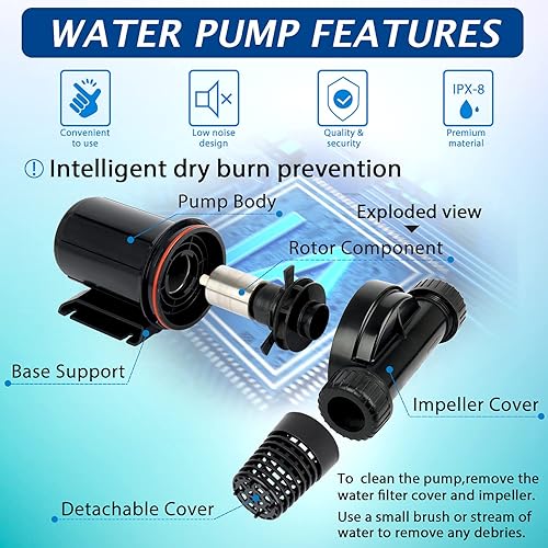 Miniatura 6 de WaterRebirth (PA3000, 2600GPH) Bomba de agua sumergible de alto flujo-CasaBomba de agua en línea-Bomba sumergible-Bomba de transferencia de