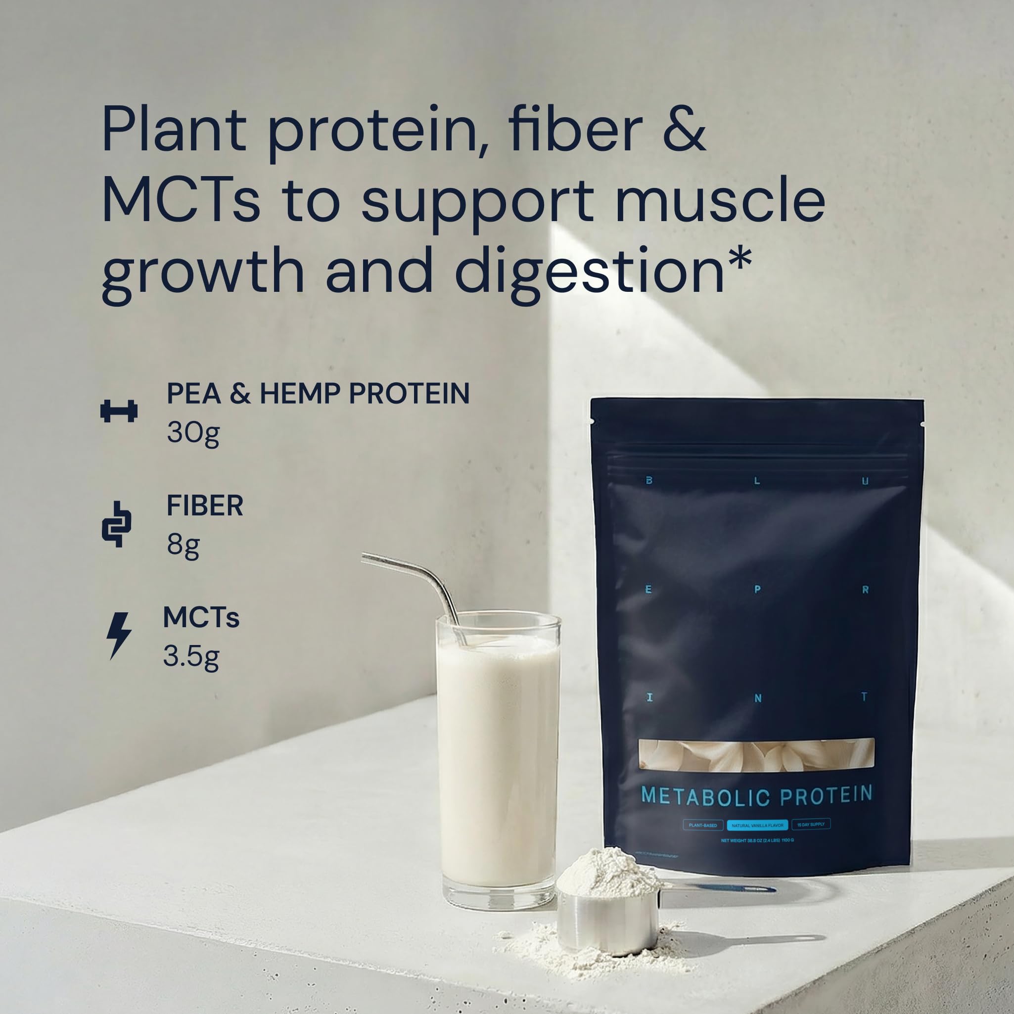 Blueprint Bryan Johnson Vegan Protein Meal Replacement – Plant Based Hemp Protein with 30g Protein Per Serving – Low Calorie, Flavored Protein for Women & Men – Dairy Free – 15 Servings - Vanilla — Amazon image 4