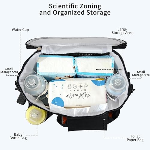 Miniatura 3 de Organizador universal grande para cochecito, bolsa con soporte para tazas, correa de hombro desmontable y bolsa para teléfono, equipo de viaje
