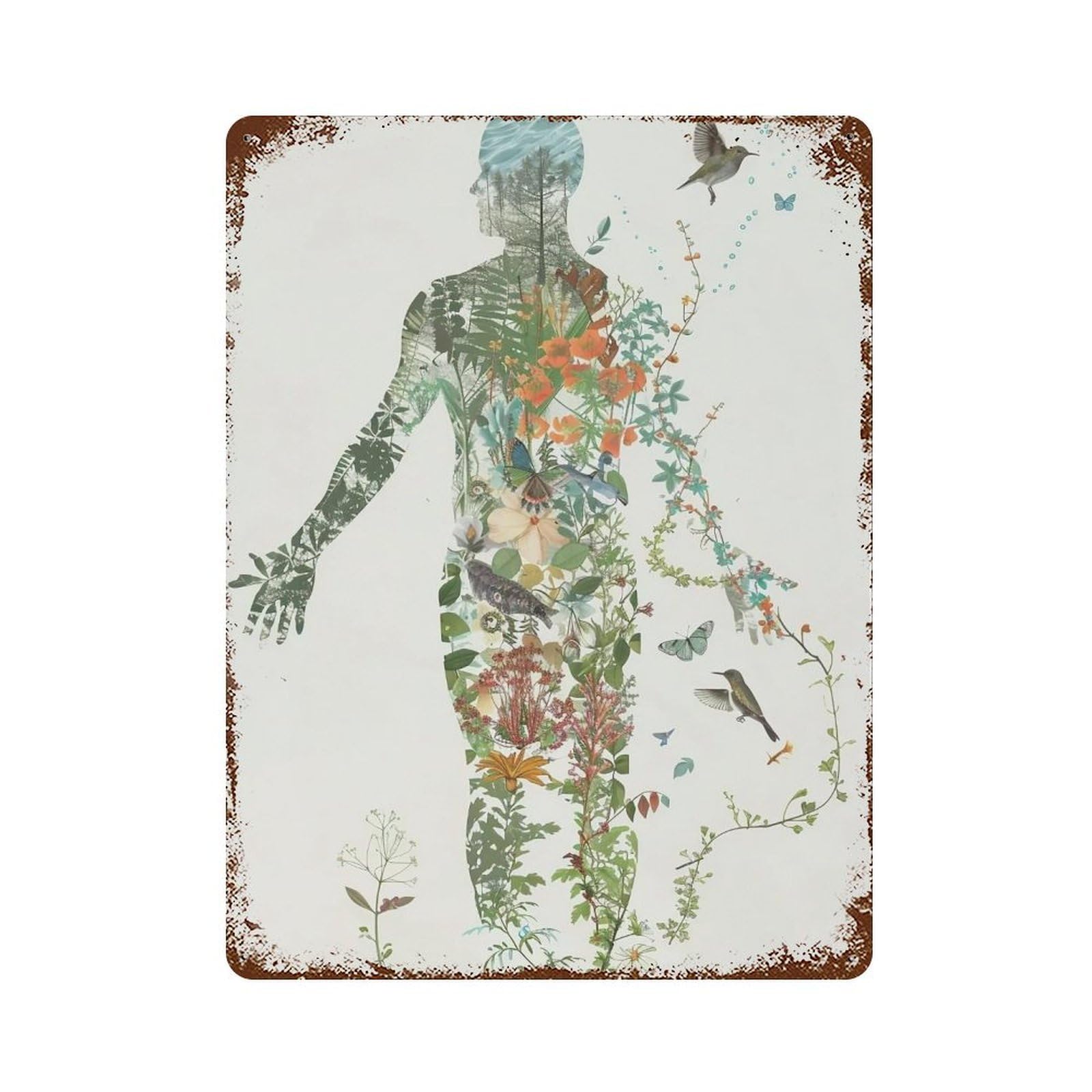 WIHYRTUI Whimsical Integrated Nature Human Motif 01 Wall Retro Iron Metal Tin Sign Vintage Art Poster Modern Home Cofffee Club Art Bar Shop Decor Style 40x30cm
