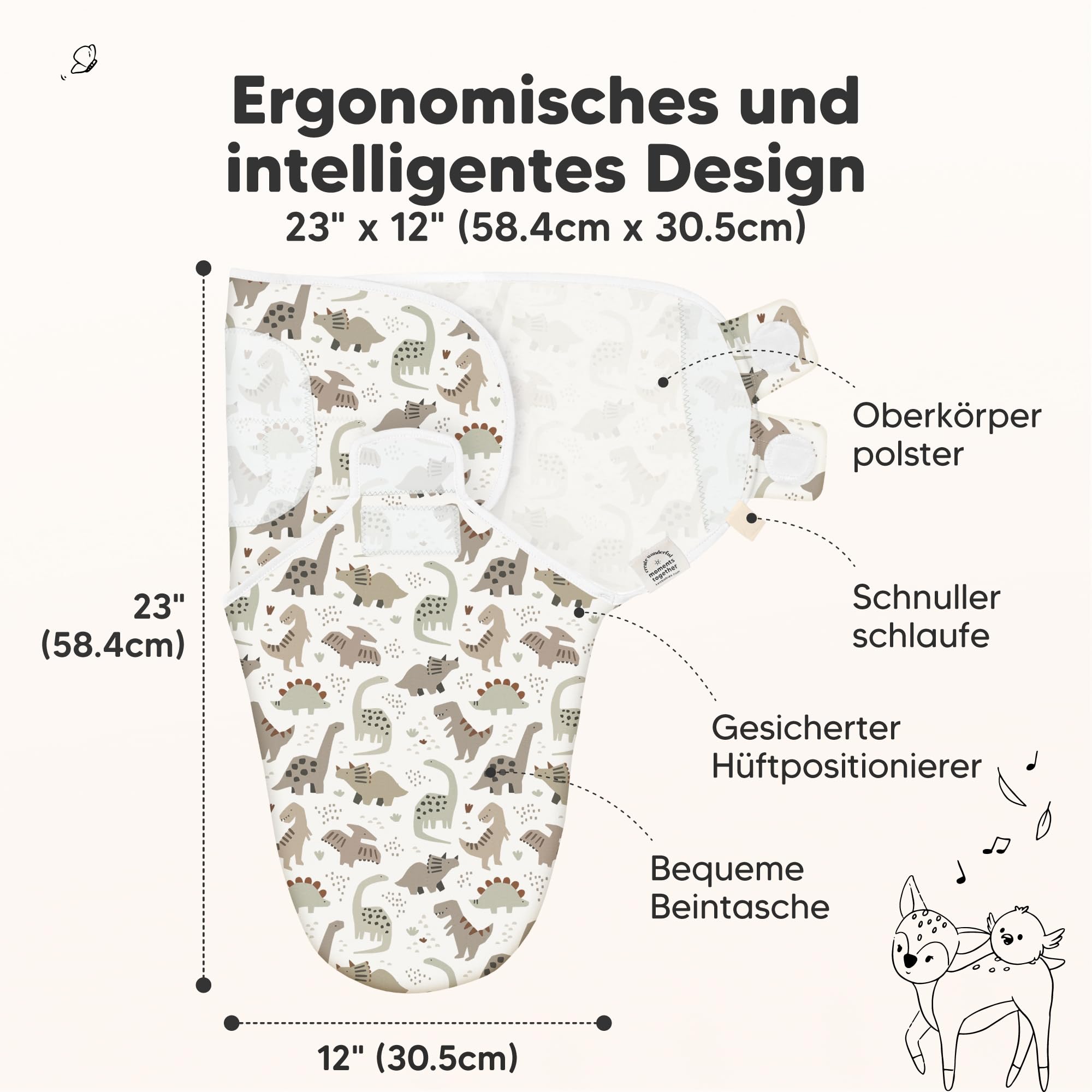 3-Pack Bio Swaddle Schlafsack Baby - Pucksack Baby 0-3 monate für Neugeborene, Weich und Gemütlich Pucktuch Säuglinge fur Mädchen, Jungen, Babyschlafsack Neugeborene, Atmungsaktiv (Dino Ridge) | Baby Mädchen Jungen Weiche Bio-Baumwolle Neugeborene Pucksac