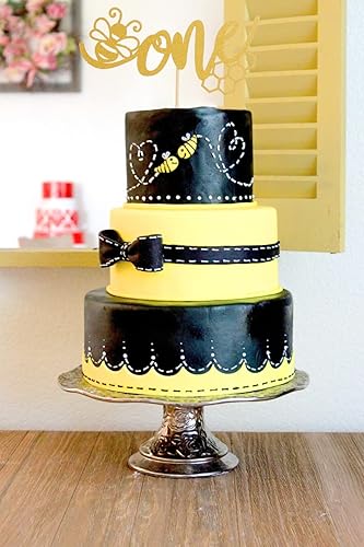 Miniatura 7 de Gold One Bee - Decoración para pastel de abeja, decoración de pastel de abeja, purpurina dorada para decoración de fiesta de baby shower, decoración